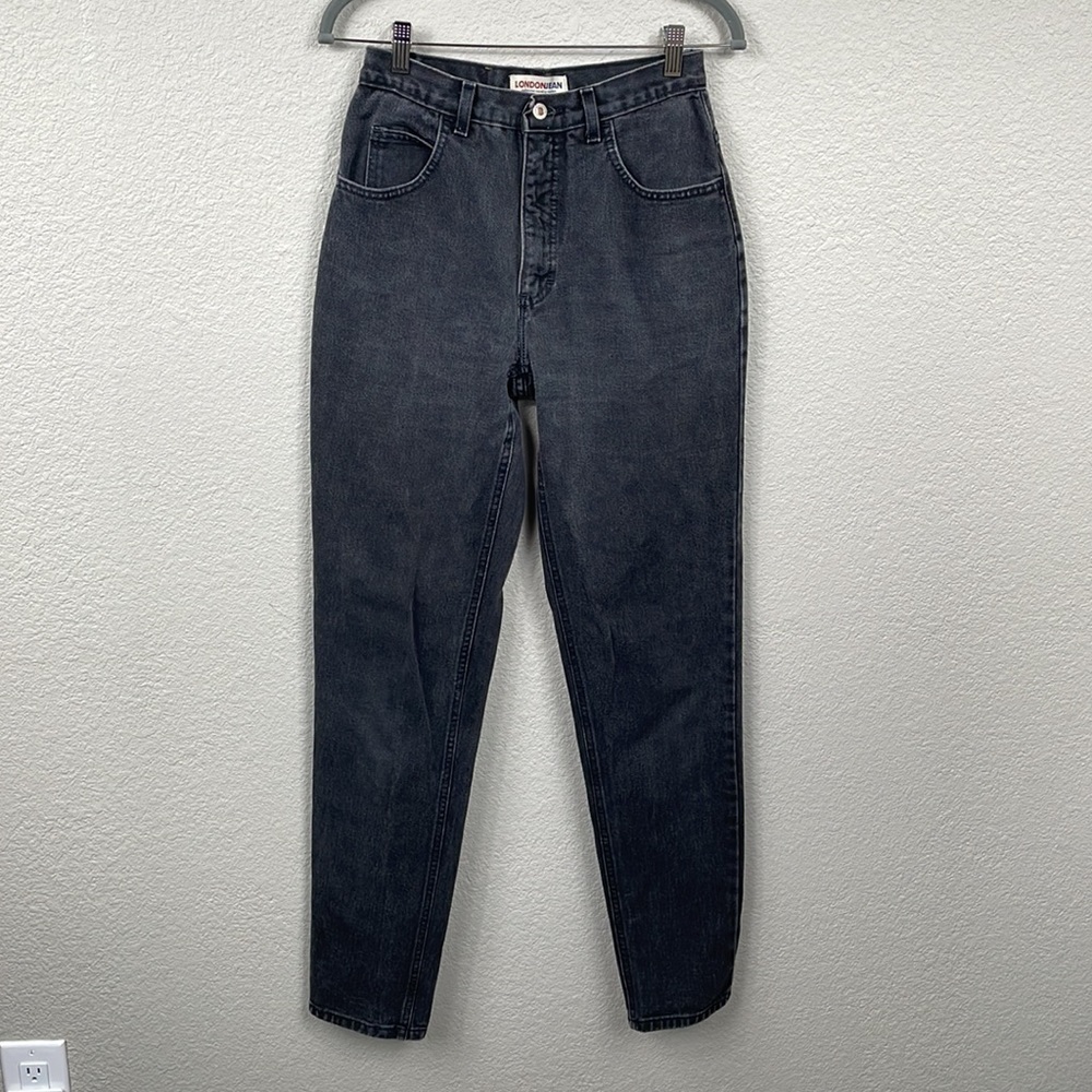 Vintage London Jean High Rose Mom Jeans Washed Black Retro